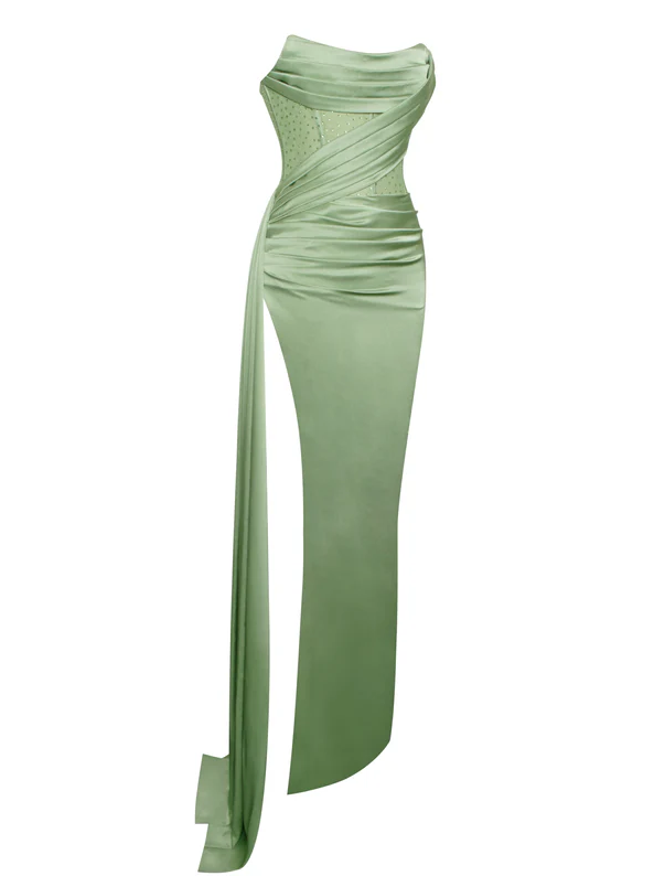 Sexy Green Mermaid Side Slit Maxi Long Party Prom Dresses,Evening Dresses        fg6759