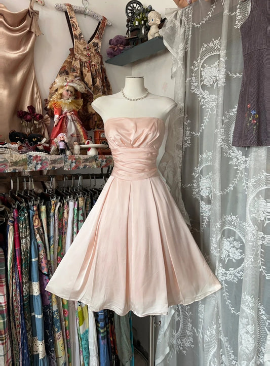 A Line Pink Birthday Outfit Short Evening Dress Vintage Short Party Dress Homecoming Dress  fg8040