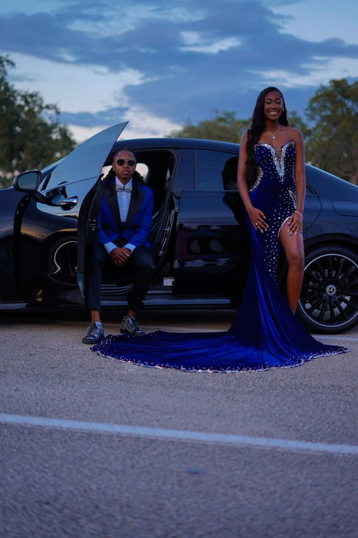 18 Birthday Outfit Evening Dress Custom Made Black Girl Mermaid Blue Prom Gowns,DS4512