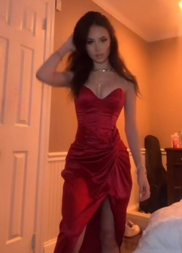 Burgundy Strapless Long Prom Dress Evening Dress With Slit fg7419 formalgowns Burgundy Strapless Long Prom Dress Evening Dress With Slit fg7419 formalgowns
