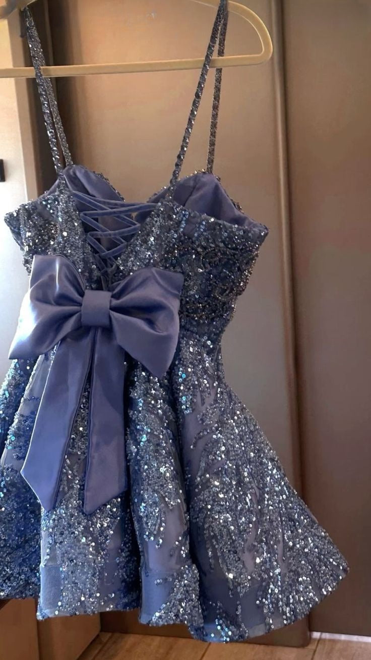 A Line Sequins Short Prom Dress Birthday Party Dress Homecoming Dress   fg8159