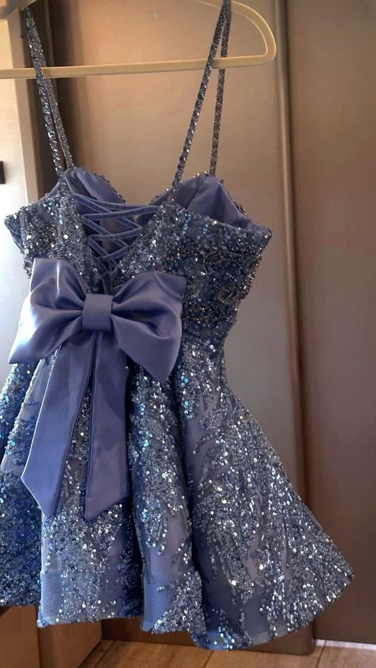 A Line Sequins Short Prom Dress Birthday Party Dress Homecoming Dress   fg8159