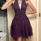 Dark Purple Tulle Prom Homecoming Dress Short Party Dress    fg7700