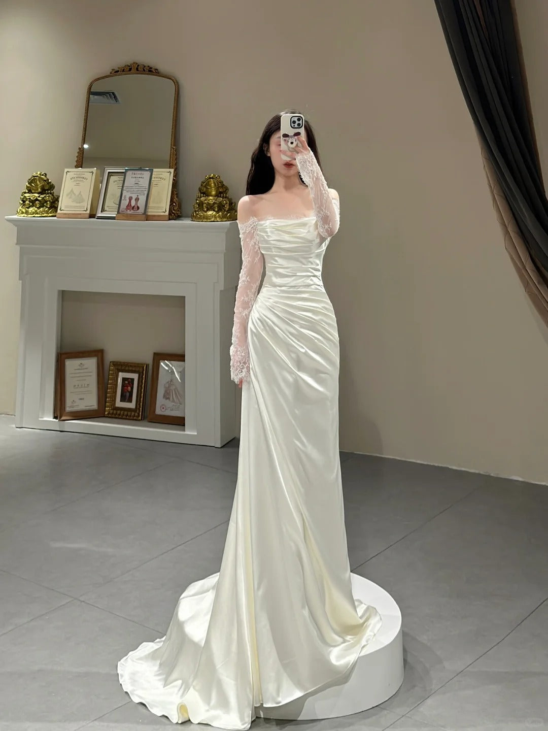 Princess Simple Dress, Ivory Prom Dress, Evening Dress, Feminine Party Dress, Wedding Dress       fg3996