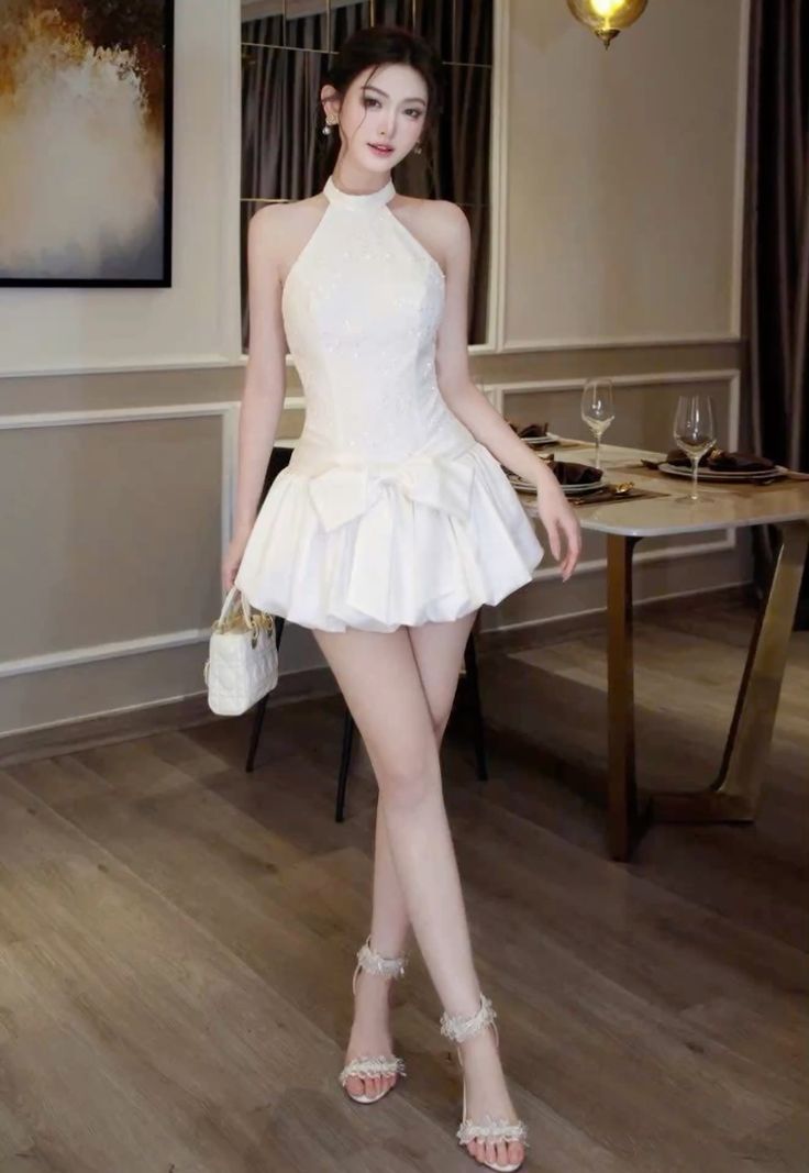 A Line White Halter Short Prom Dress Birthday Party Dress Homecoming D formalgowns A Line White Halter Short Prom Dress Birthday Party Dress Homecoming D formalgowns