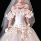 Ivory Off-the-Shoulder 3D Floral Tulle Wedding Ball Gown fg9051