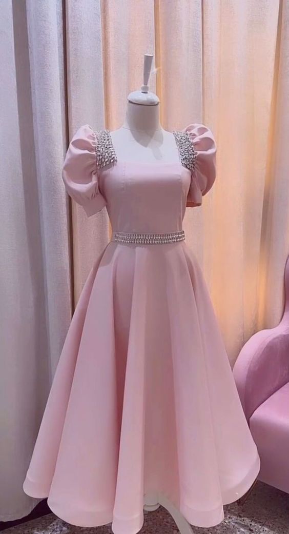 Vintage A-Line Short Prom Dress Chic Midi Evening Gown with Sleeve fg5 formalgowns Vintage A-Line Short Prom Dress Chic Midi Evening Gown with Sleeve fg5 formalgowns