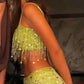 Fashion Sequin Tassel Green Two Piece Short Evening Dress Cocktail Dresses Short Party Dress   fg7964