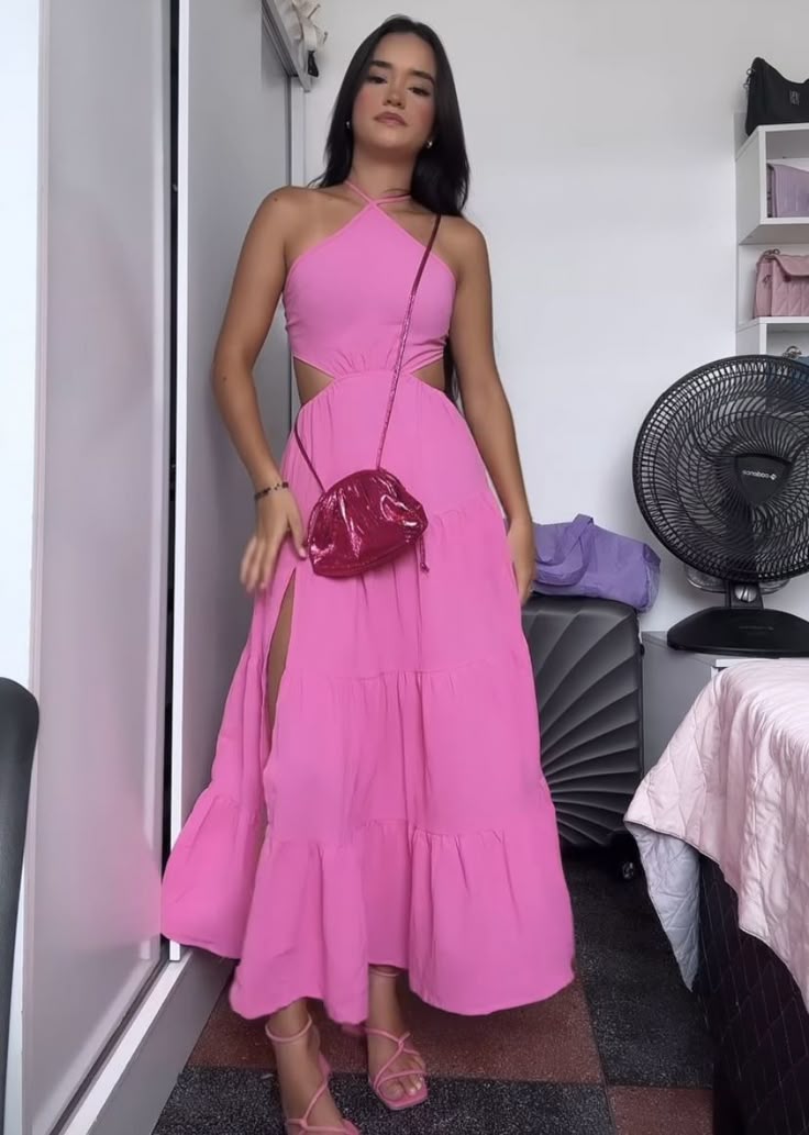 A Line Pink Halter Simple Formal Dress New Arrive Party Dress Evening formalgowns A Line Pink Halter Simple Formal Dress New Arrive Party Dress Evening formalgowns