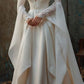 Robe de mariée trapèze à épaules dénudées et manches longues en dentelle, fg7782