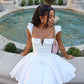 Robe de bal courte blanche coupe trapèze, robe de soirée courte, fg7684