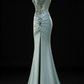 Sage Green Sweetheart Beaded Corset Satin Mermaid Formal Evening Gown fg9063