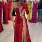Red Mermaid Long Prom Party Dress Long Sexy Evening Dress With Slit  fg8073