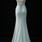 Sage Green Sweetheart Beaded Corset Satin Mermaid Formal Evening Gown fg9063