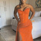 Orange Mermaid Long Prom Dress Evening Party Dresses fg7649