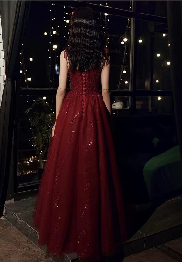Ball Gown Spaghetti Straps Red Christmas Dress Birthday Dresses Birthday Outfits
