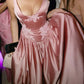 Elegant A Line Floor-length Satin Long Pink Evening Dress Prom Dresses       fg6647