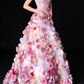 Pink Off-the-Shoulder 3D Floral Tulle Ball Gown fg9049