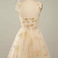 Champagne A-line Bow Tie Straps Pleated Applique Mini Homecoming Dress        fg5969