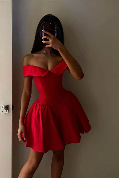 Off the Shoulder Red Homecoming Dresses Little Party Dress fg5632 Off the Shoulder Red Homecoming Dresses Little Party Dress fg5632