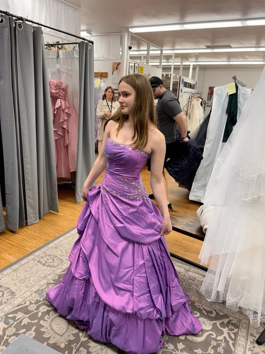 A Line Strapless Purple Long Formal Dress Prom Party Evening Dresses     fg7689