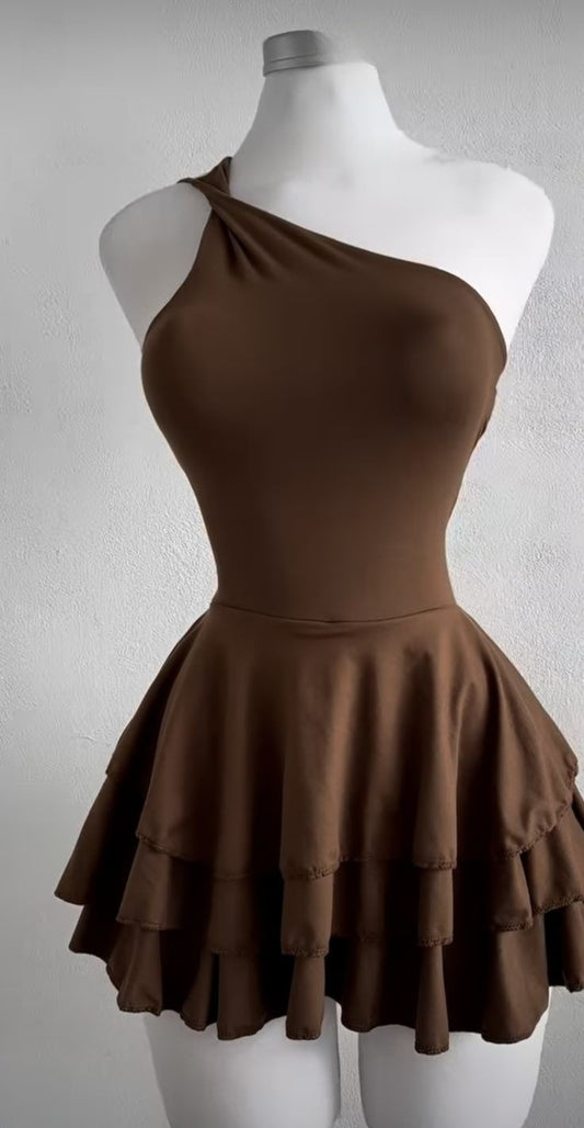 Braun Sexy Kurzes Abendkleid Cocktailkleider Kurzes Partykleid fg7861