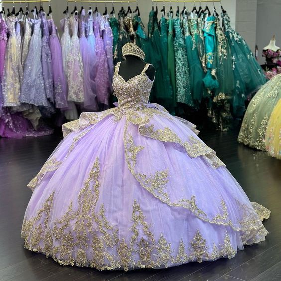 Lavande douce 16 Quinceanera robe Appliques dentelle perles princesse robe De soirée robes De 15 ans fg5680