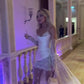 Elegant Spaghetti Strap Satin Lace Wedding Dress Bridal Gown   fg7551