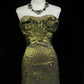 Robe de bal vintage longue bustier verte coupe trapèze fg8037