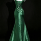 Green Asymmetric Ruched Satin Mermaid Formal Evening Gown fg9057