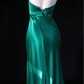 Emerald Strapless Satin Midi Evening Dress With Twist Front fg9131