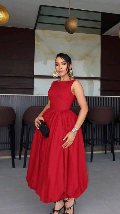 Red A Line Red Midi Party Dress Formal Evening Dress fg7519 formalgowns Red A Line Red Midi Party Dress Formal Evening Dress fg7519 formalgowns