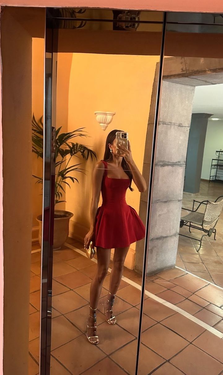 Robe courte rouge vin à col carré, robe de soirée sexy taille haute, robe de soirée fg6010