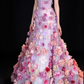 Pink Off-the-Shoulder 3D Floral Tulle Ball Gown fg9049