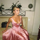 Elegant A Line Floor-length Satin Long Pink Evening Dress Prom Dresses       fg6647