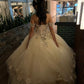 Champagne Quince Dress with Flowers Sweet 16 Dresses Off the Shoulder Ball Gown    fg8019