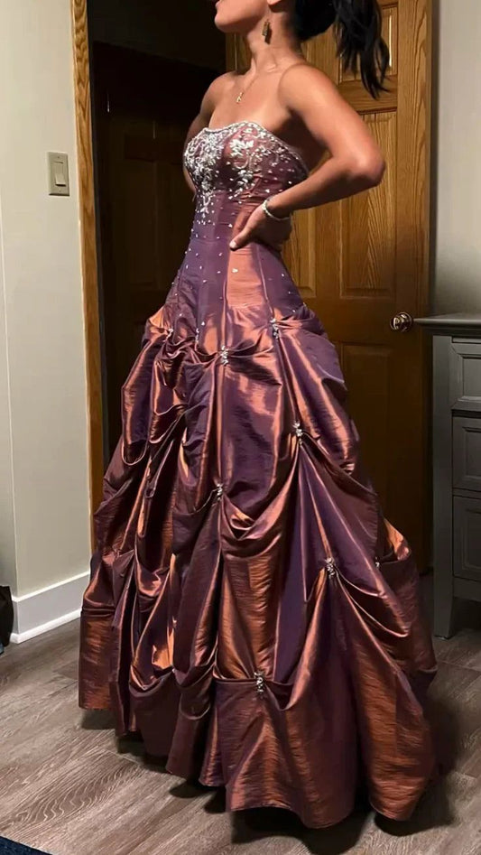 Formal Wear Dresses Gorgeous Strapless A-Line Beading Vintage Long Prom Dress Formal Women's Dresses  fg7631