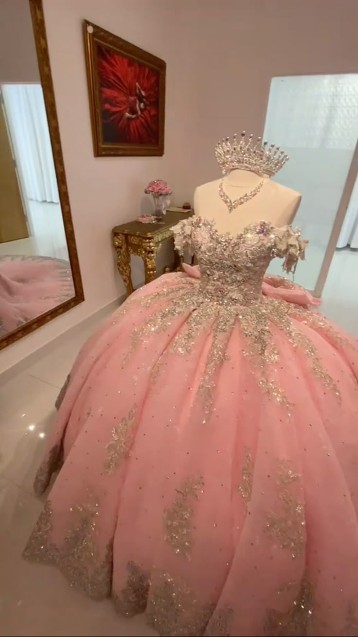Pink A Line Princess Quinceanera Dress Ball Gown, Sweet 16 Dresses   fg7174