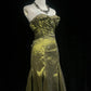 Robe de bal vintage longue bustier verte coupe trapèze fg8037
