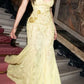 Gold Lace Spaghetti Straps Sexy Long Formal Dress Evening Party Dresses  fg7761