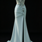 Sage Green Sweetheart Beaded Corset Satin Mermaid Formal Evening Gown fg9063