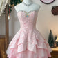 Schwarzes unregelmäßiges Geburtstagsoutfit, kurzes Abendkleid, kurzes Partykleid, Cocktailkleider fg8064