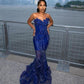 Women's Mermaid Prom Dress, Sweetheart Sequin Royal Blue Birthday Party Dress        fg6762