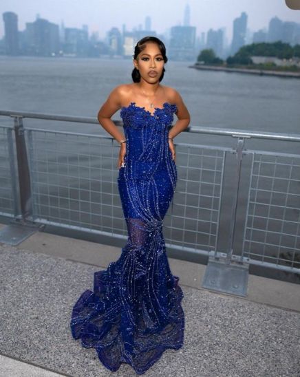 Women's Mermaid Prom Dress, Sweetheart Sequin Royal Blue Birthday Party Dress        fg6762