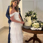 Robe de bal blanche trapèze en tulle à plusieurs niveaux, robe de fiançailles fg5669