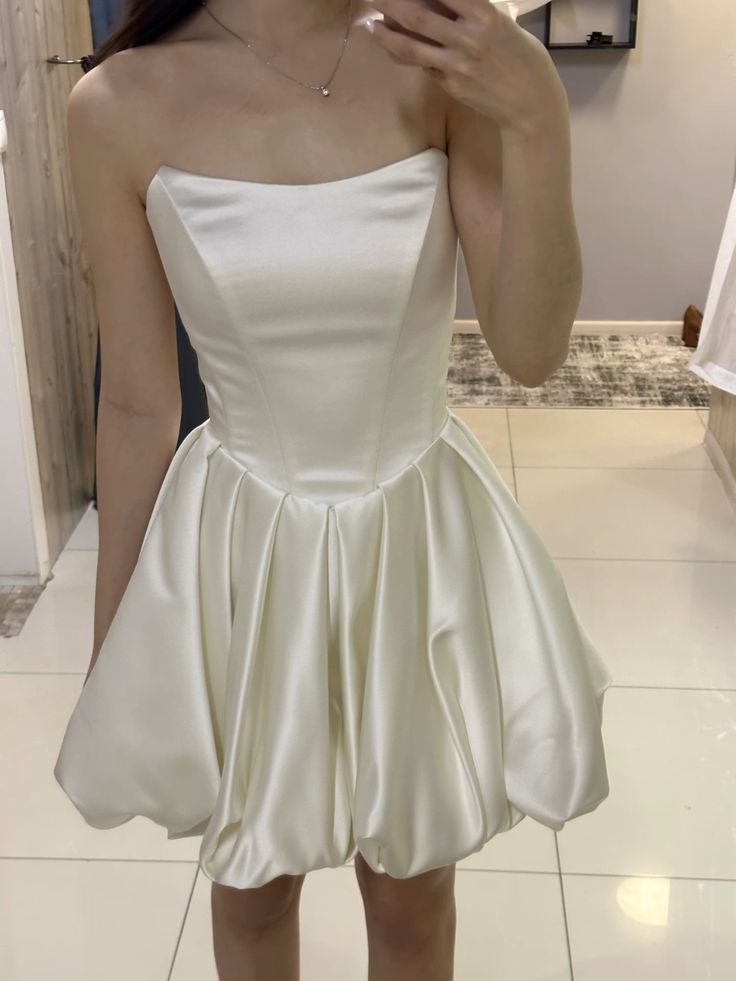 A Line Strapless Short Evening Dress Homecoming Dress Short Party Dres   formalgowns