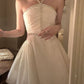 Robe de soirée courte blanche à col licou, coupe trapèze, robe de cocktail, robe de soirée courte, fg7905