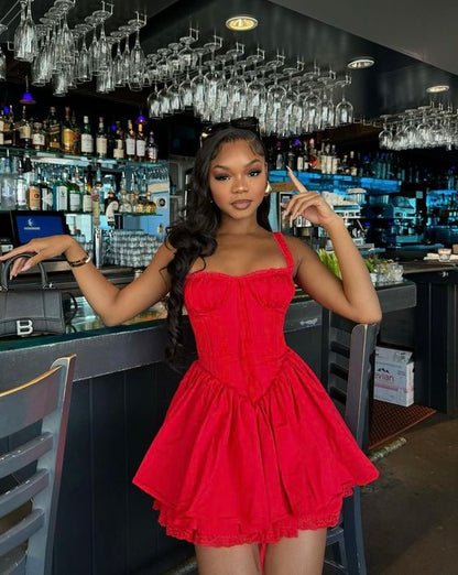 Sexy Red Lace A-line Short Mini Homecoming Dress fg6014 – formalgowns