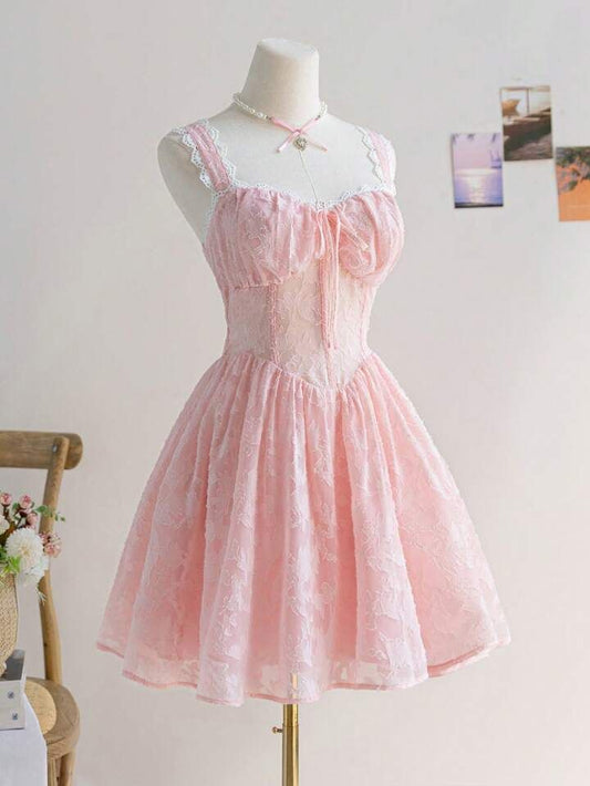 A Line Pink Birthday Outfit Short Evening Dress Short Party Dress Homecoming Dress  fg8055