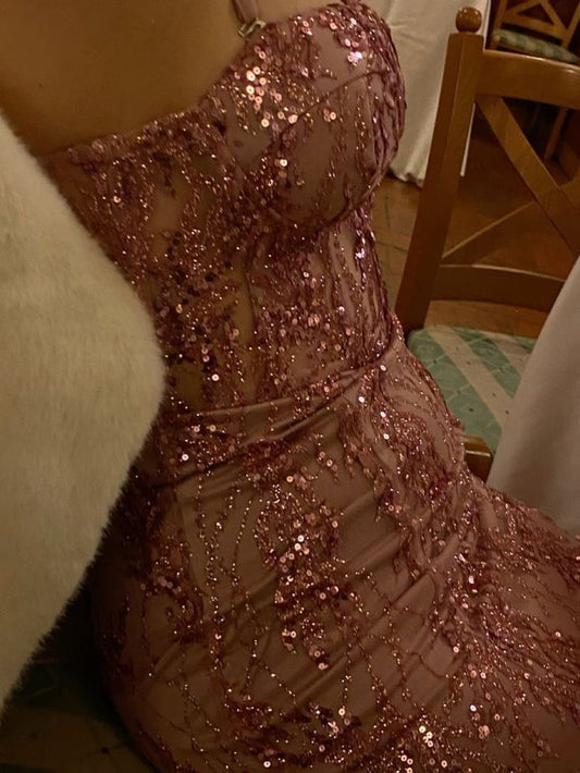 Robe de soirée courte rose à paillettes, robe de bal, robe de soirée courte fg7764